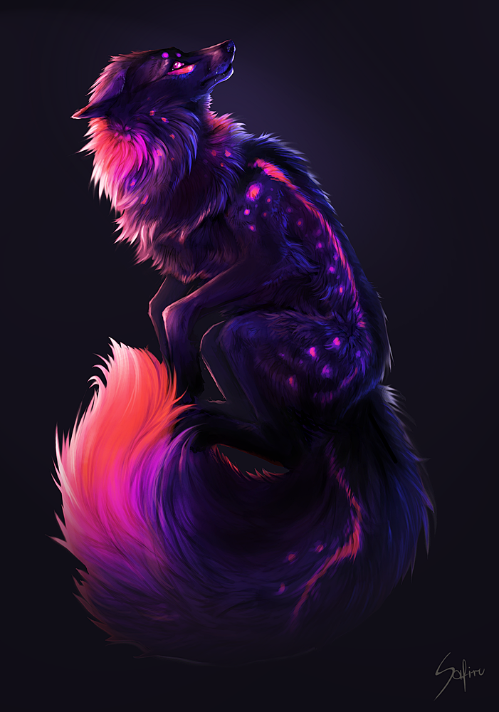 canine colorfoul dark dog dream feral fur looking_away mammal nightmare plain_background purple_theme restricted_palette saf safiru solo spotted werewolf wolf