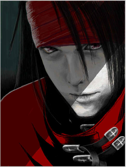 1boy artist_request black_hair final_fantasy final_fantasy_vii looking_at_viewer male male_focus red_eyes solo vincent_valentine