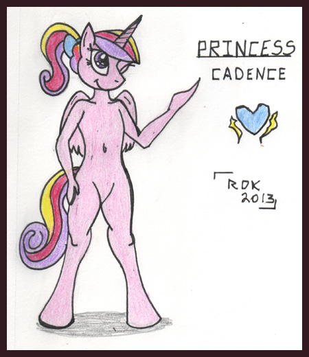 english_text equine female friendship_is_magic fur hair horn mammal multi-colored_hair my_little_pony navel one_eye_closed pink_fur plain_background princess_cadance_(mlp) purple_eyes reddragonkan smile solo standing text white_background winged_unicorn wings young