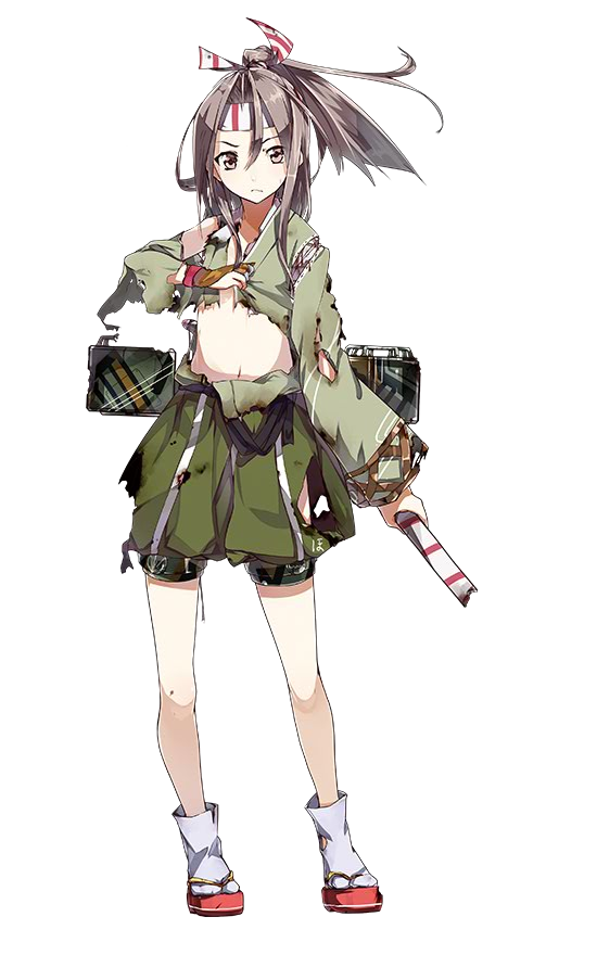 aircraft airplane bad_anatomy blush bow_(weapon) brown_eyes brown_hair burnt_clothes camouflage clog_sandals covering covering_breasts damaged frown full_body hachimaki hair_ribbon hakama headband high_ponytail japanese_clothes kantai_collection konishi_(koconatu) light_brown_hair long_hair long_sleeves official_art ponytail ribbon solo transparent_background weapon zuihou_(kantai_collection)