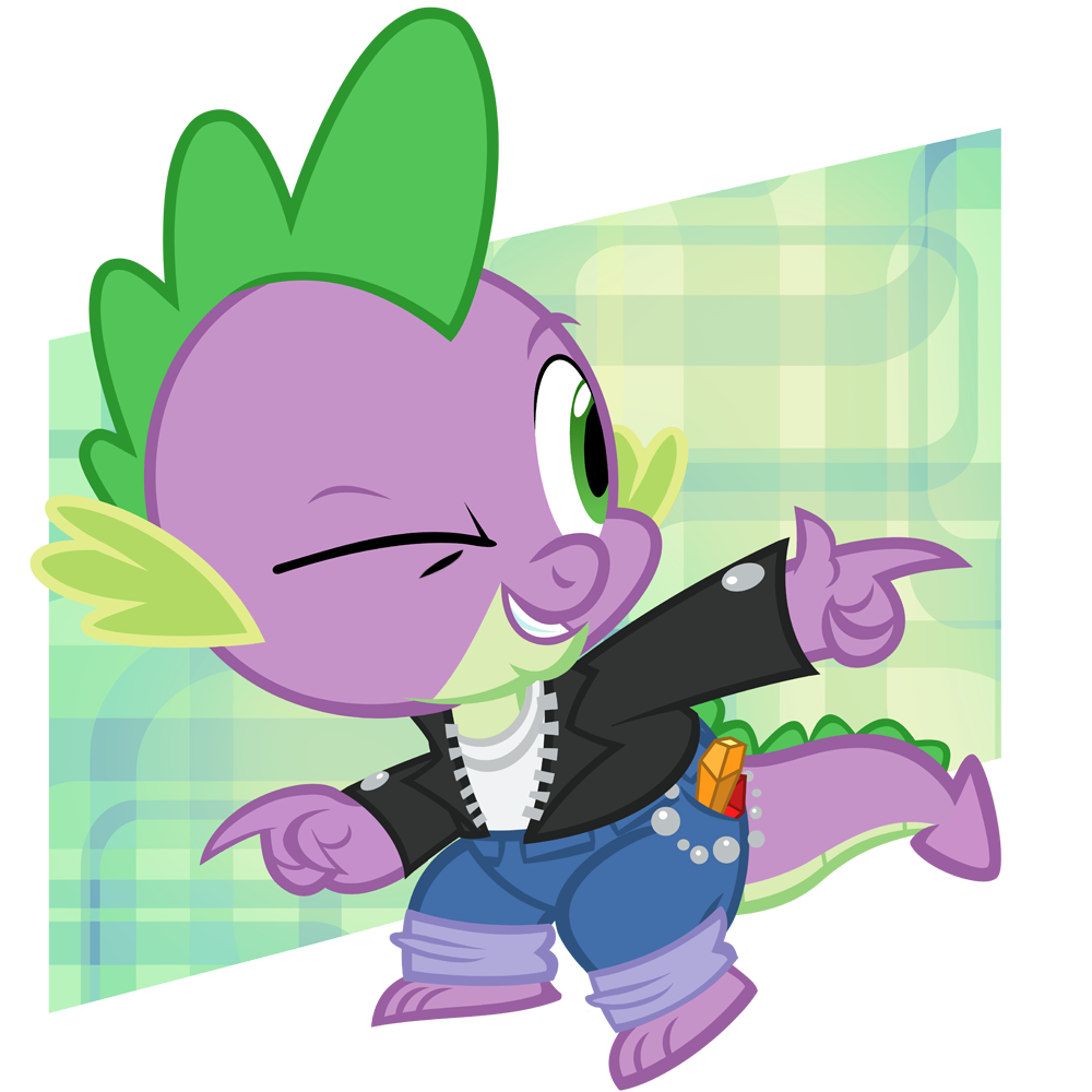 alpha_channel chain clothing dragon friendship_is_magic gem green_eyes jacket jeans leather_jacket male my_little_pony one_eye_closed pixelkitties plain_background shirt solo spike_(mlp) transparent_background wink