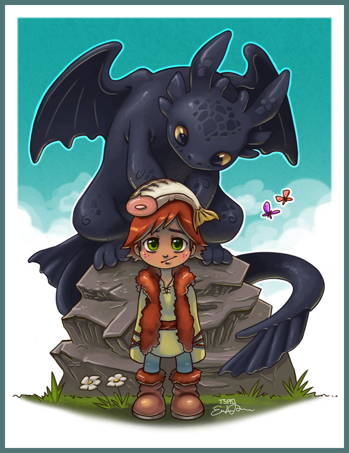 butterfly cute dragon fish hiccup hiccup_(httyd) how_to_train_your_dragon human insect mammal marine night_fury rock toothless tsaoshin