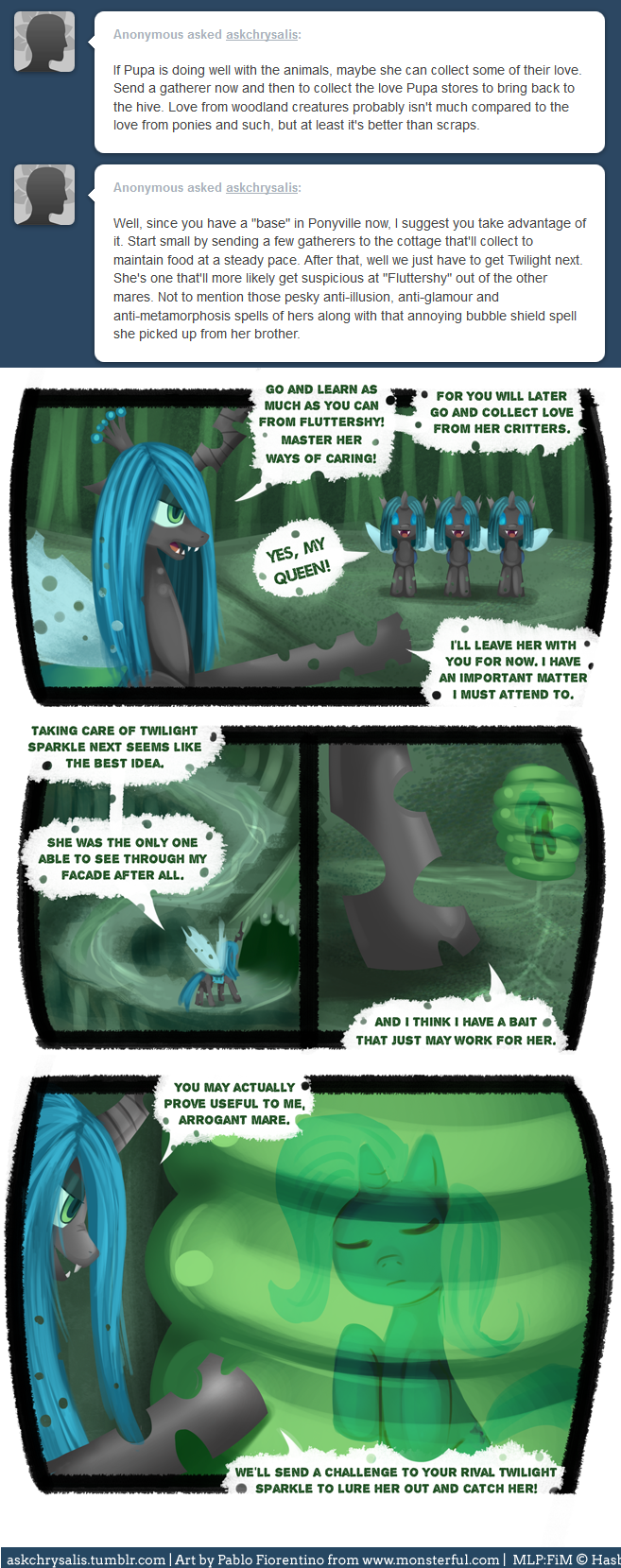 comic english_text equine female friendship_is_magic horn mammal my_little_pony pablofiorentino queen_chrysalis_(mlp) stasis text trixie_(mlp) tumblr unicorn wings
