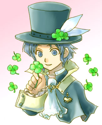 clover four-leaf_clover frederic_chopin fuju hat lowres male_focus solo trusty_bell
