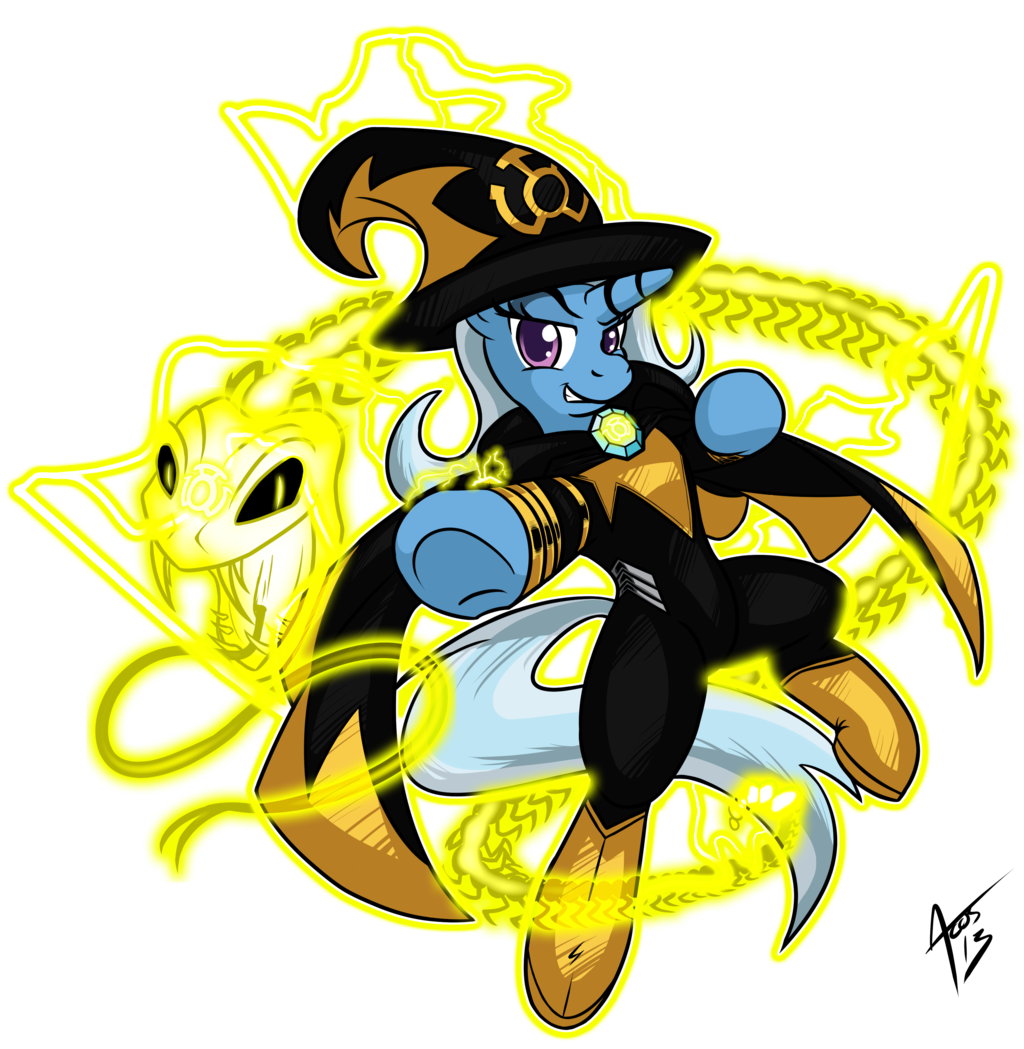 alpha_channel anthro anthrofied clothing crossover cynos-zilla english_text equine female friendship_is_magic green_lantern_(series) horn horse insane mammal my_little_pony plain_background pony reptile ring scalie signature sinestro_corps smile snake text transparent_background trixie_(mlp) unicorn yellow_lantern