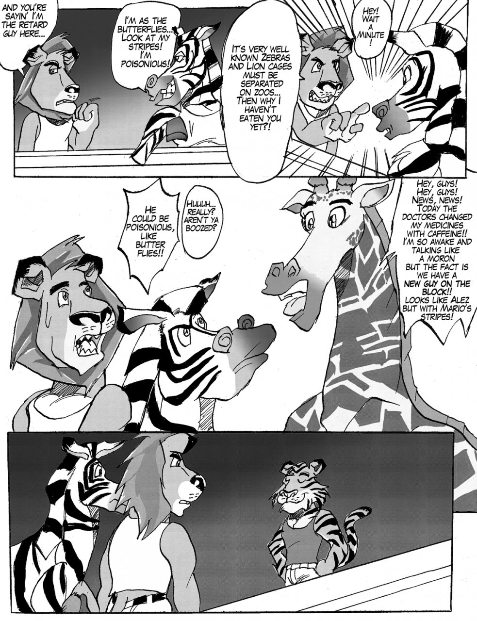 angry comic dreamworks equine feline gay giraffe happy lion madagascar male mammal mane marty_the_zebra melman_the_giraffe smug stripes tiger zebra