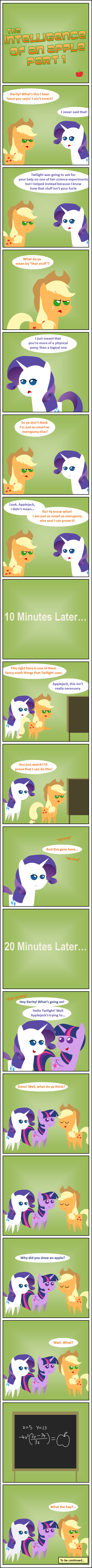 applejack_(mlp) blonde_hair blue_eyes comic cowboy_hat cutie_mark dialog earth_pony english_text equine female feral freckles friendship_is_magic fruit fur green_eyes group hair hat horn horse humor mammal math multi-colored_hair my_little_pony orange_fur pony purple_eyes purple_fur purple_hair rarity_(mlp) satisfied text twilight_sparkle_(mlp) unicorn white_fur winged_unicorn wings zacatron94