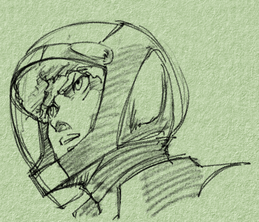 1boy cosmo_yuki densetsu_kyojin_ideon helmet pilot_suit sketch