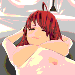 3d animated animated_gif bounce bouncing_breasts breast_expansion breasts huge_breasts lowres musumakeup red_hair source_request