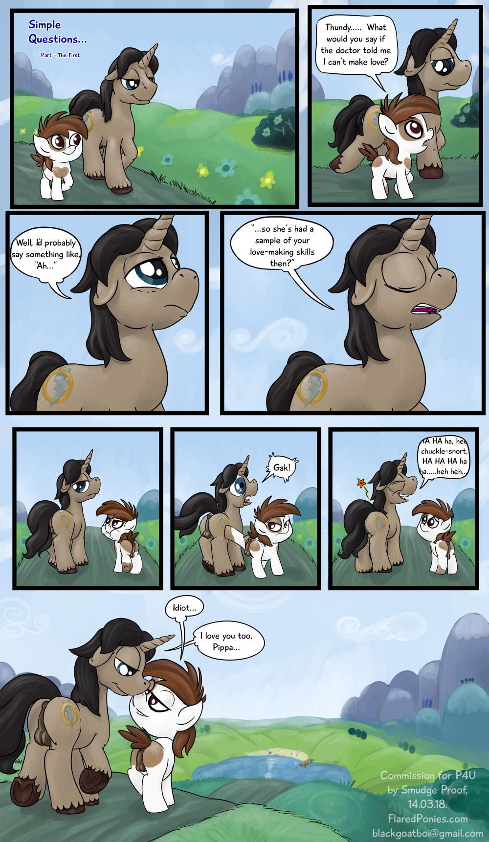 comic countryside cub duo equine friendship_is_magic horn horse male mammal my_little_pony original_character pipsqueak_(mlp) pony smudge_proof text thunder_ring unicorn walking young