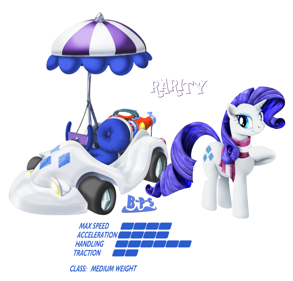 blue-paint-sea cushion cutie_mark equine female friendship_is_magic horn horse kart mammal my_little_pony pony rarity_(mlp) scarf smile umbrella unicorn vehicle wheels