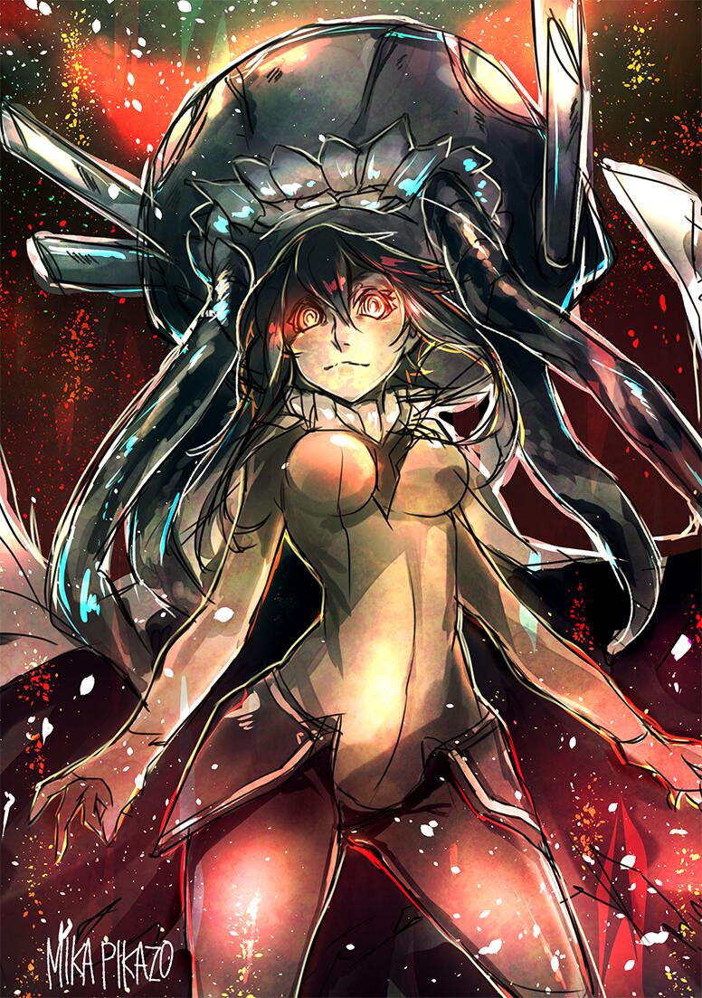 bodysuit cape gloves glowing glowing_eyes hat kantai_collection long_hair looking_at_viewer mika_pikazo pale_skin shinkaisei-kan silver_hair solo wo-class_aircraft_carrier yellow_eyes