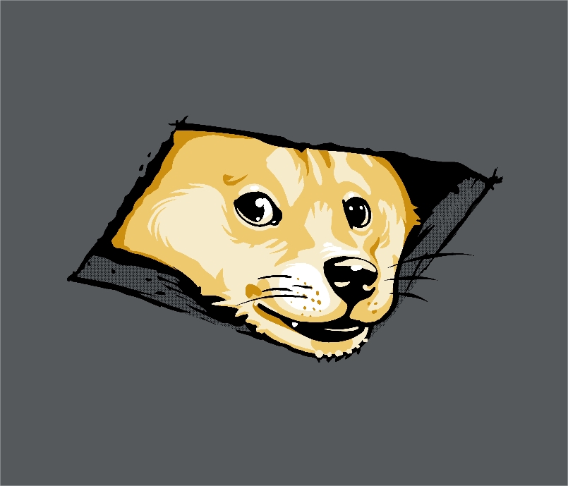 canine ceiling_cat dog doge fur hole jimiyo looking_at_viewer mammal meme plain_background shiba_inu tan_fur whiskers