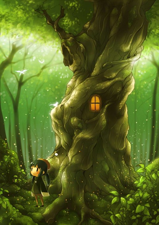 bad_id bad_pixiv_id forest nature original ryou_(kimagure) solo tree