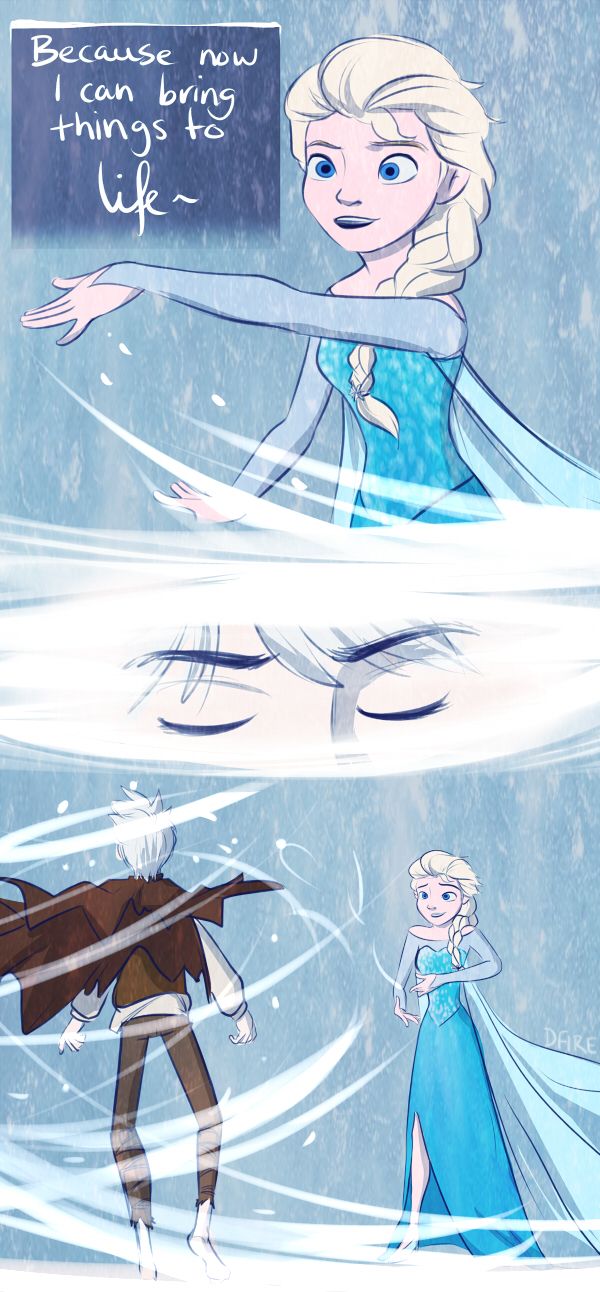 1boy 1girl blue_eyes crossover elsa_(frozen) frozen_(disney) jack_frost_(rise_of_the_guardians) rise_of_the_guardians snow white_hair wind
