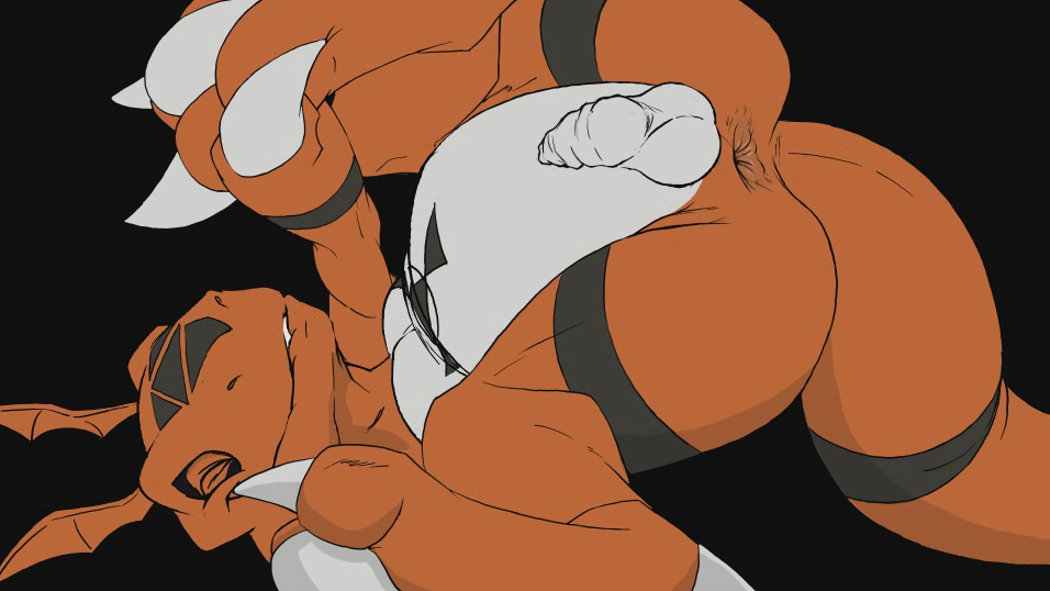 anus ass_up balls barefoot butt chubby claws digimon dragon feral guilmon hammytoy male muscles no_nipples nude pecs penis presenting presenting_hindquarters raised_leg scalie sharp_claws solo toe_claws