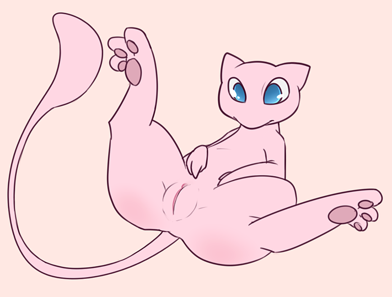 blue_eyes digitigrade female feral hindpaw lying mew nintendo nude on_back pawpads paws plain_background pok&#233;mon pok&eacute;mon presenting presenting_pussy pussy soles solo spread_legs spreading toes truckk video_games white_background wide_hips