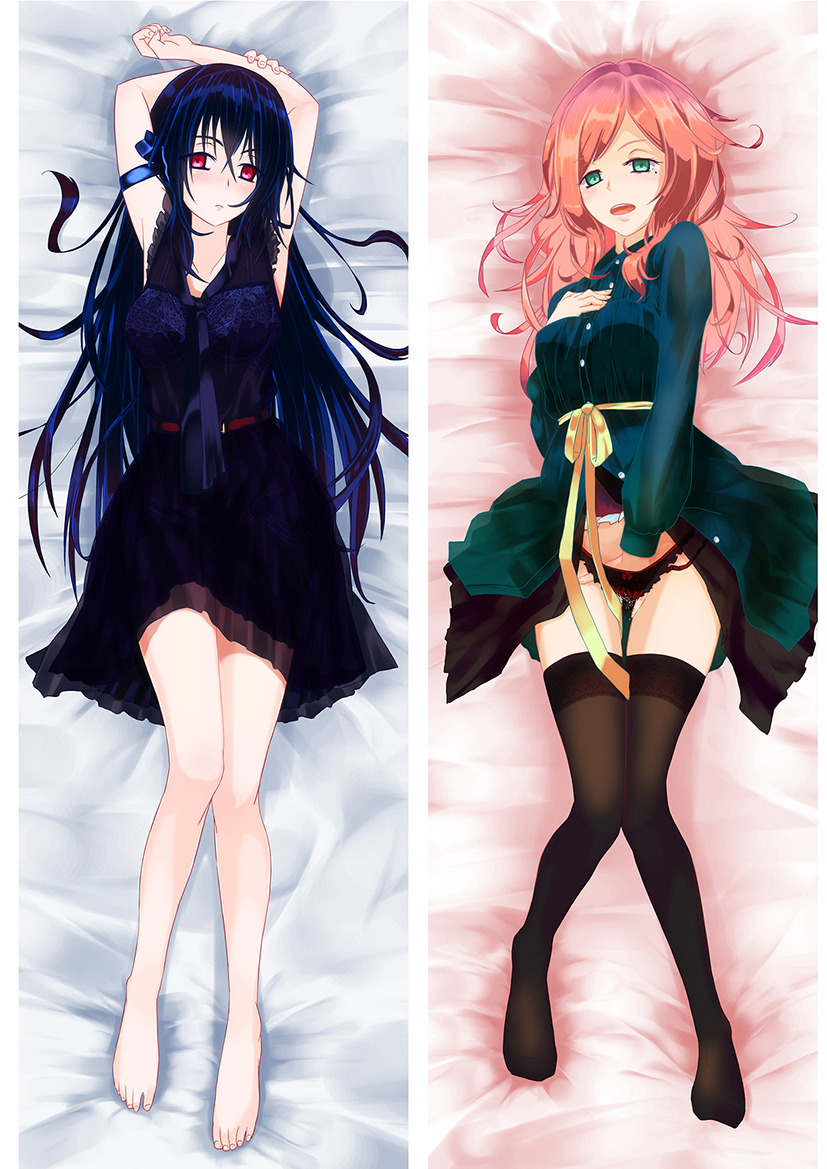 arms_up bad_id bad_pixiv_id blue_hair blush breasts felice_qaddaf green_eyes long_hair looking_at_viewer lying masturbation medium_breasts multiple_girls on_back open_mouth original pink_hair red_eyes