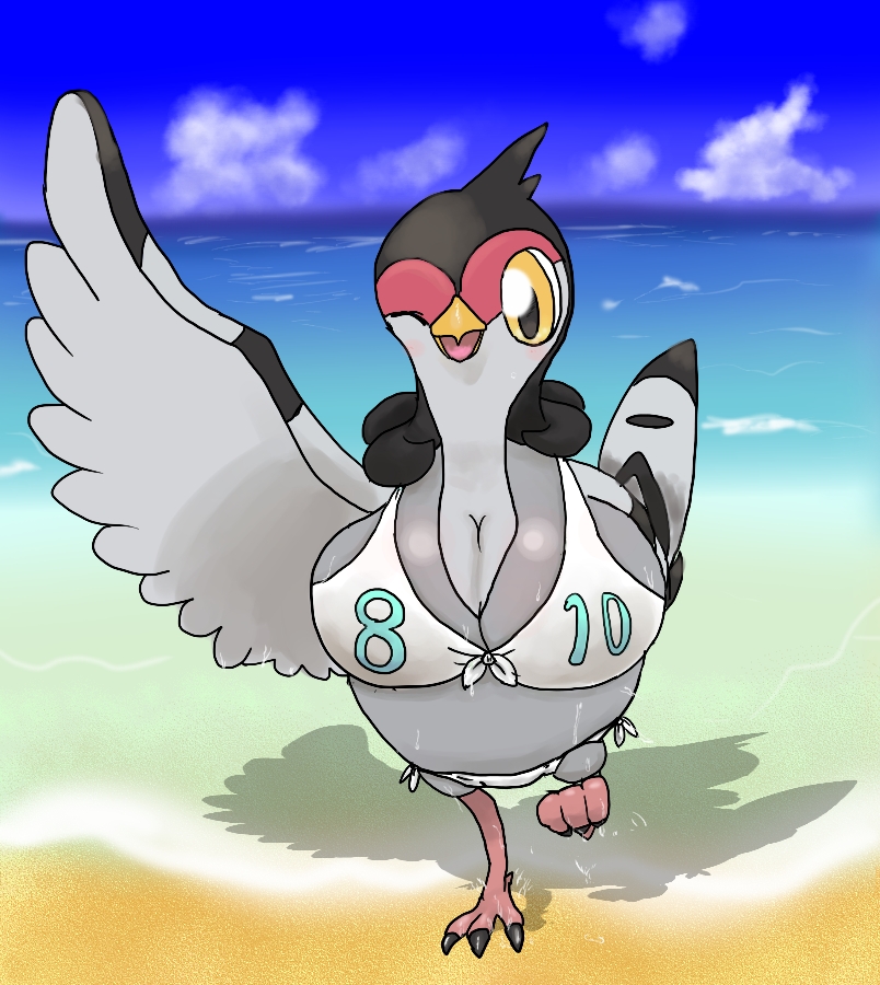 big_breasts bird breasts female kakuheiki nintendo pok&#233;mon pok&eacute;mon tranquill video_games