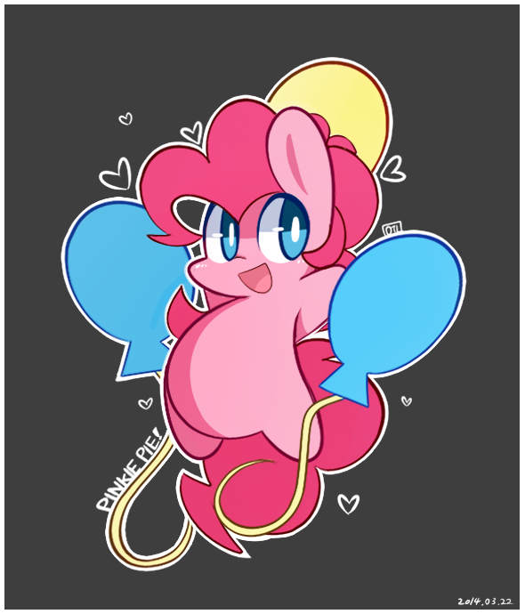 &lt;3 balloon blue_eyes cutie_mark english_text equine female friendship_is_magic fur hair horse lifeloser mammal my_little_pony open_mouth pink_fur pink_hair pinkie_pie_(mlp) plain_background pony solo text
