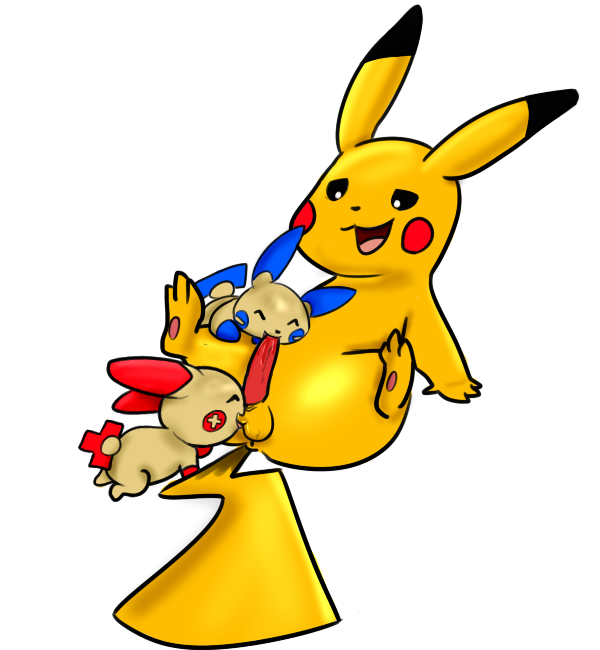 ball_licking balls erection fellatio feral gaytreecko group group_sex happy happy_sex interspecies leaning leaning_back licking male minun nintendo open_mouth oral oral_sex penis pikachu plain_background plusle pok&#233;mon pok&eacute;mon sex size_difference smile teamwork threesome tongue treecko-shell video_games white_background