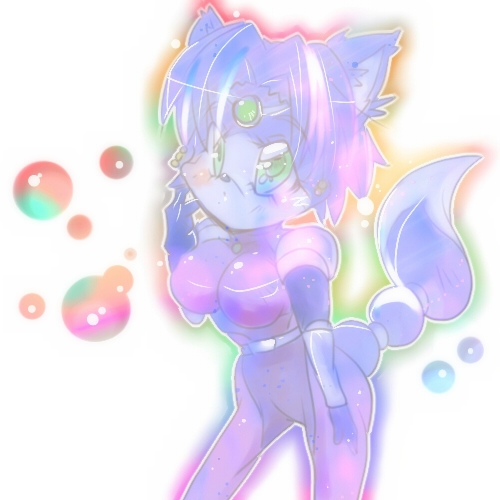 black_nose blue_hair bodysuit breasts bubble canine female fox hair jewelry krystal looking_at_viewer mammal nintendo short_hair skinsuit solo star_fox unknown_artist video_games