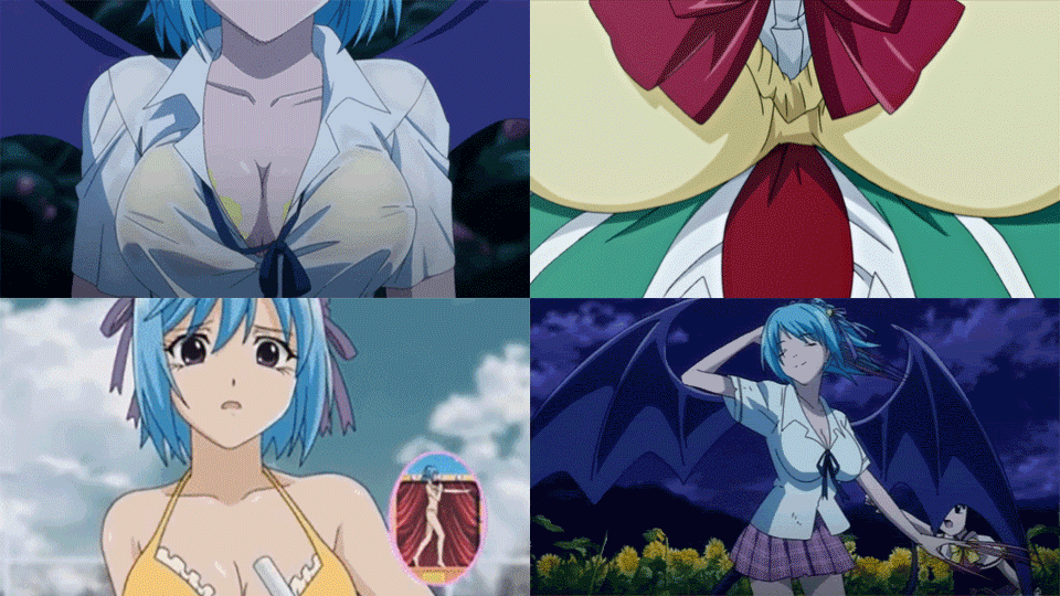 animated animated_gif bouncing_breasts breasts kurono_kurumu large_breasts rosario+vampire sendo_yukari succubus