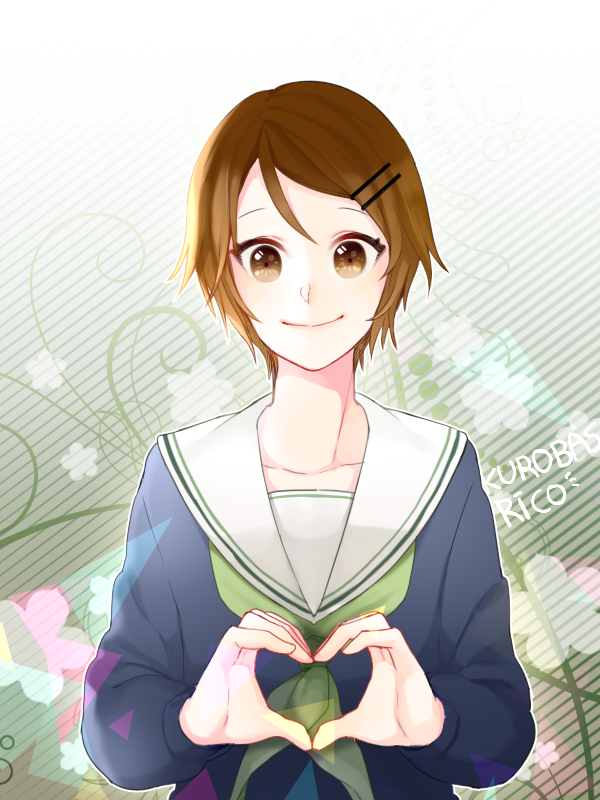 aida_riko bad_id bad_pixiv_id brown_eyes brown_hair heart heart_hands iso1206 kuroko_no_basuke school_uniform solo