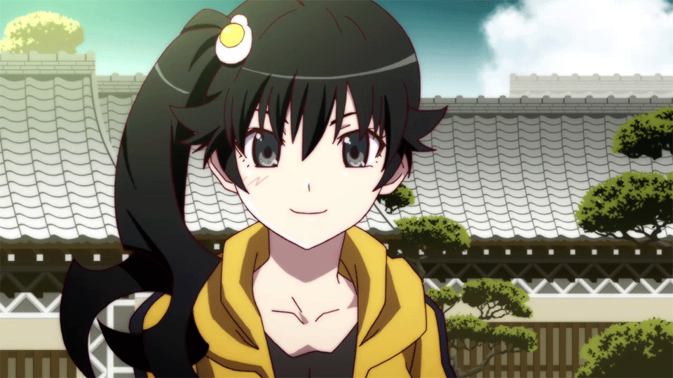 1girl animated animated_gif araragi_karen black_hair monogatari_(series) nisemonogatari
