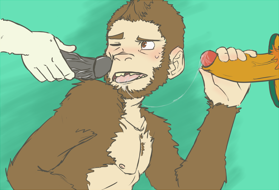 baboon cum feral glory_hole human male mammal monkey monowayuu nude penis primate