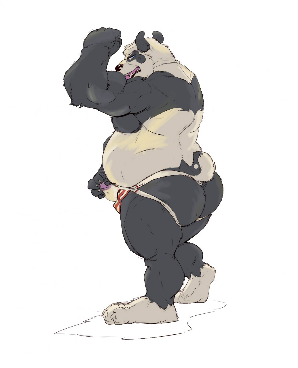bear butt chubby flexing jockstrap male moogle(character) musclegut muscles panda penis solo taoren underwear