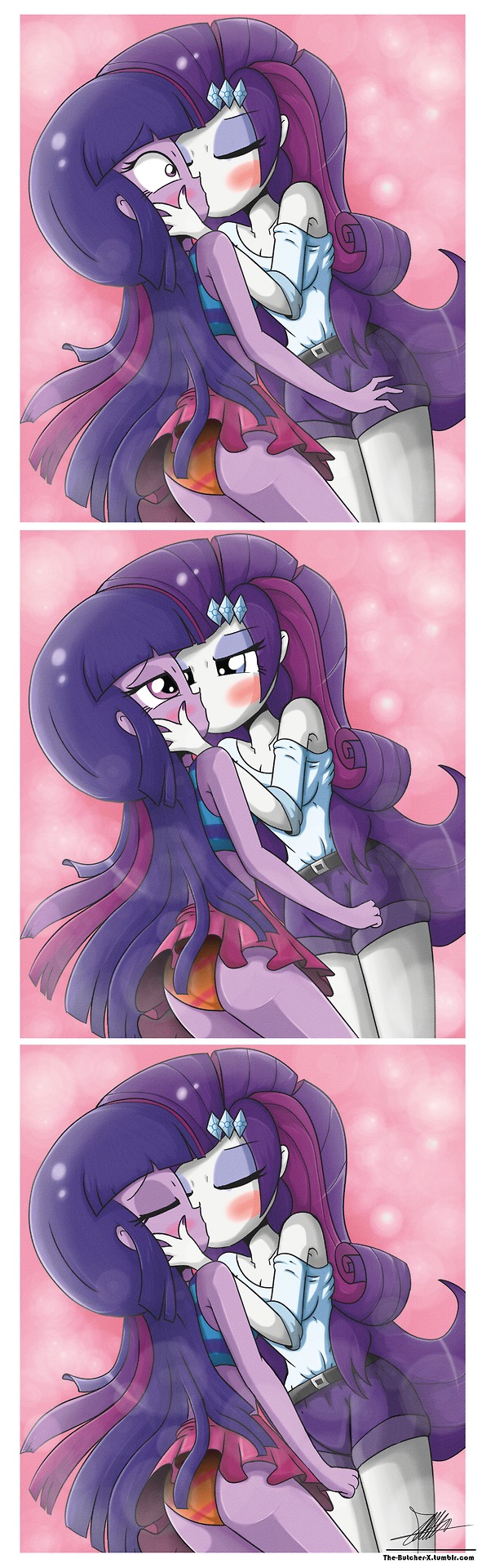 clothed clothing equestria_girls female friendship_is_magic kissing lesbian my_little_pony rarity_(eg) skirt the-butch-x twilight_sparkle_(eg) underwear