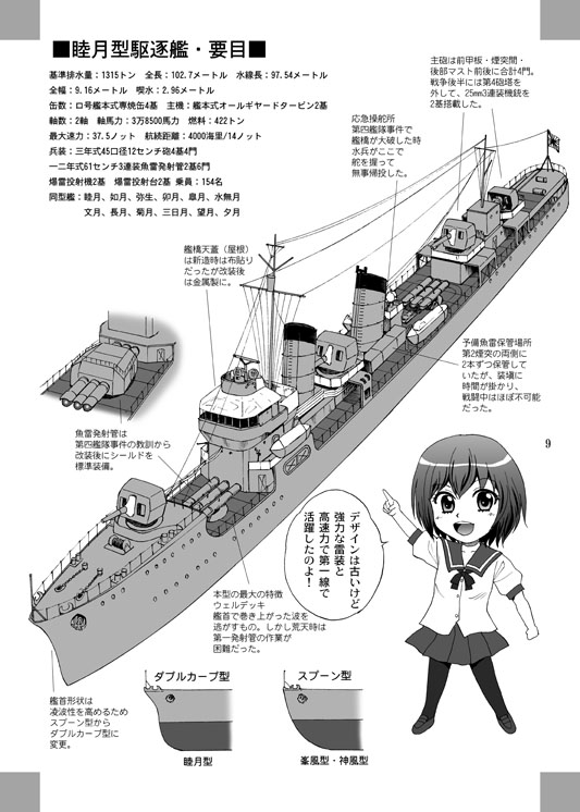 chibi comic greyscale kantai_collection military military_vehicle monochrome mutsuki_(kantai_collection) partially_translated ship translation_request warship watercraft yasu_rintarou