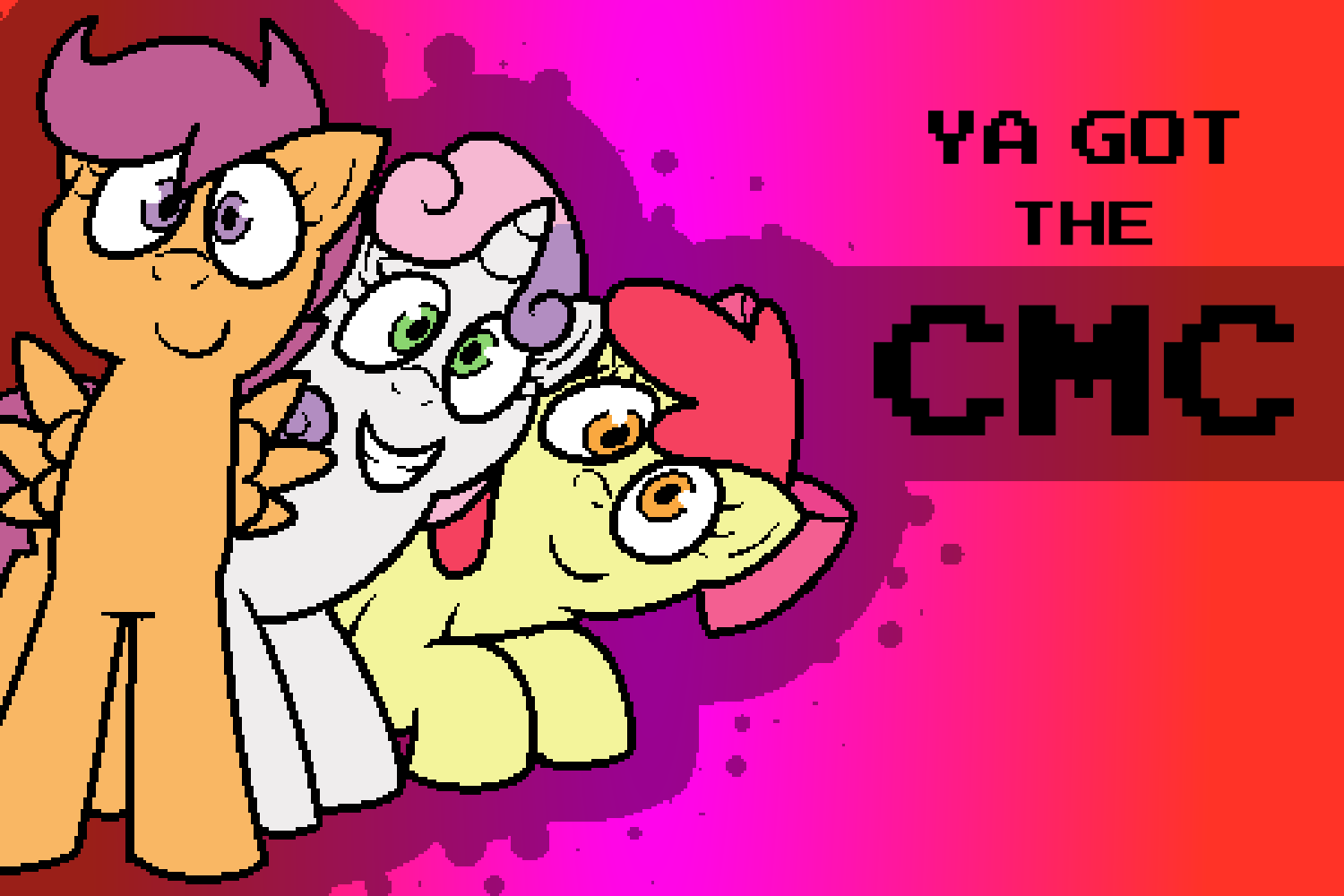 2018 5:4 apple_bloom_(mlp) cub cutie_mark_crusaders_(mlp) digital_media_(artwork) equine feathered_wings feathers female feral friendship_is_magic group hair horn horse mammal my_little_pony pegasus pixel_(artwork) pokefound pony scootaloo_(mlp) simple_background smile sweetie_belle_(mlp) unicorn wings young