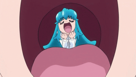 animated animated_gif blue_hair closed_eyes happinesscharge_precure! lowres mouth precure recursion screencap shirayuki_hime solo