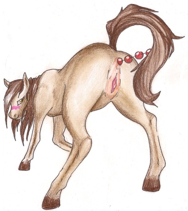 anal_beads anatomically_correct blush equine female feral hooves horse mammal pussy sex_toy solo themasterdramon