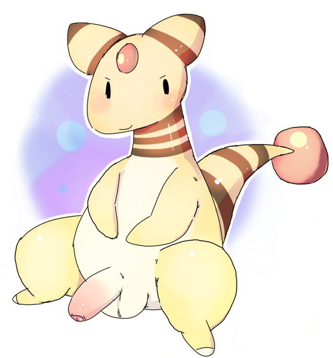 ampharos balls barefoot cute erection feral happy looking_at_viewer male nintendo nude penis pok&#233;mon pok&eacute;mon sitting smile solo spread_legs spreading uncut unknown_artist video_games watermelon_(artist)