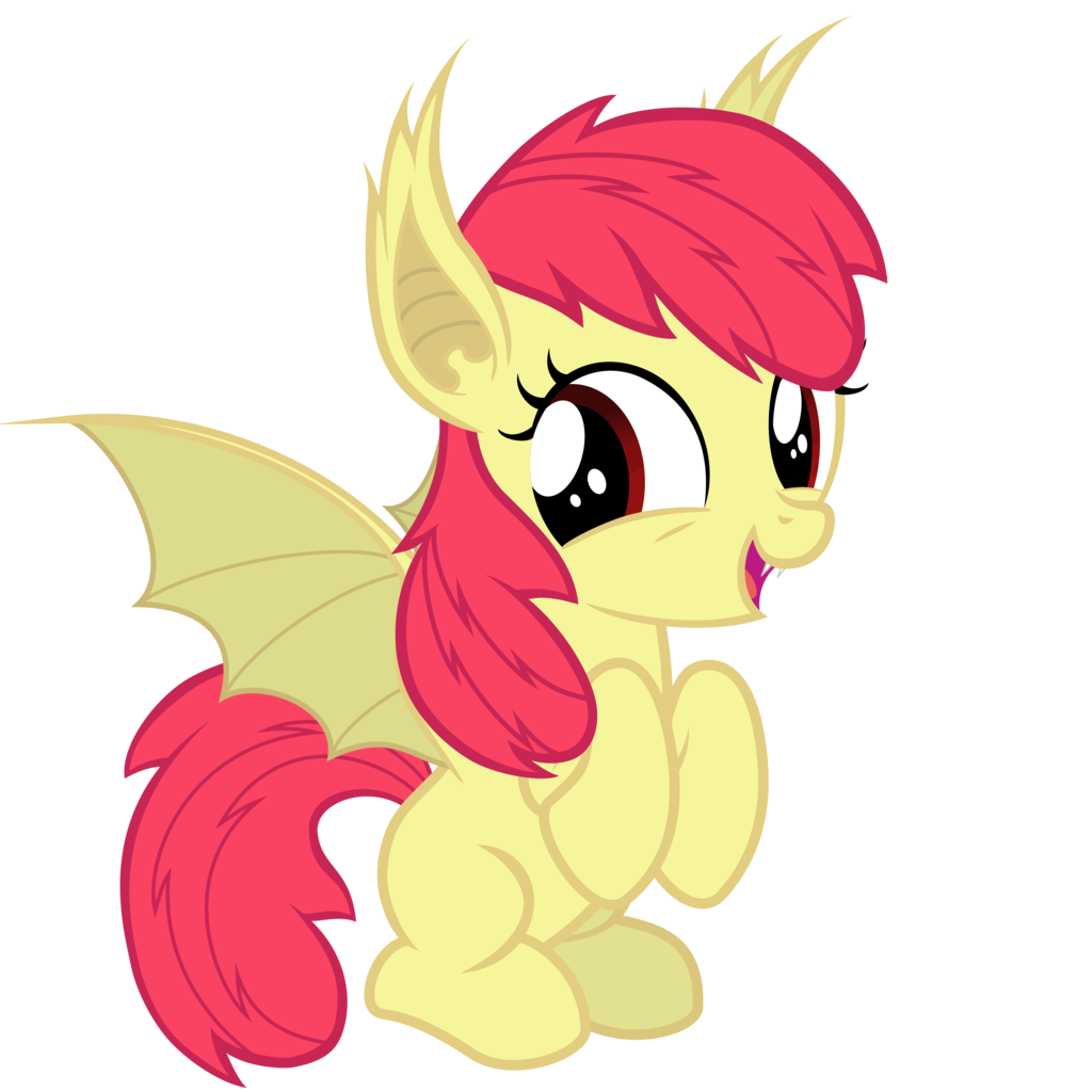 alpha_channel animal_ears apple_bloom_(mlp) bat_pony cute equine fangs female feral friendship_is_magic fur hair magister39 mammal my_little_pony open_mouth plain_background pointy_ears red_eyes red_hair smile solo transparent_background vampire wings yellow_fur