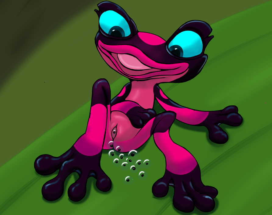 blue_eyes cloaca female frog gabi open_mouth oviposition poison_dart_frog rio_2 te tongue