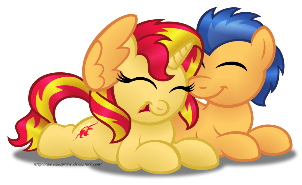 aleximusprime alpha_channel blonde_hair blue_hair chibi couple cutie_mark duo equestria_girls equine eyes_closed female flash_sentry_(eg) hair horn hug lying male mammal my_little_pony open_mouth pegasus plain_background red_hair smile sunset_shimmer_(eg) transparent_background two_tone_hair unicorn wings