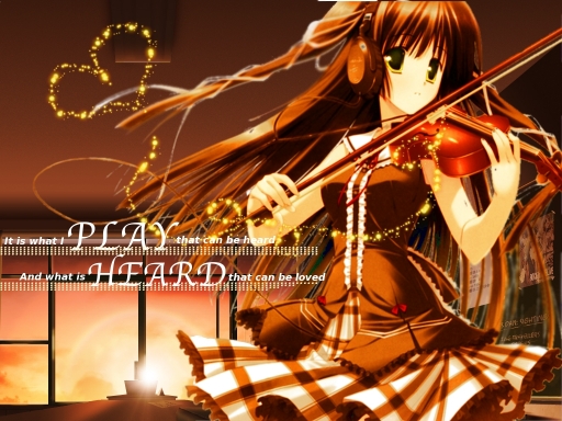 anime brown_hair instrument long_hair music pretty violin