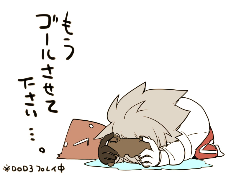 bad_id bad_pixiv_id blazblue bowing controller dead_spike game_controller kuro_yuzu ragna_the_bloodedge silver_hair