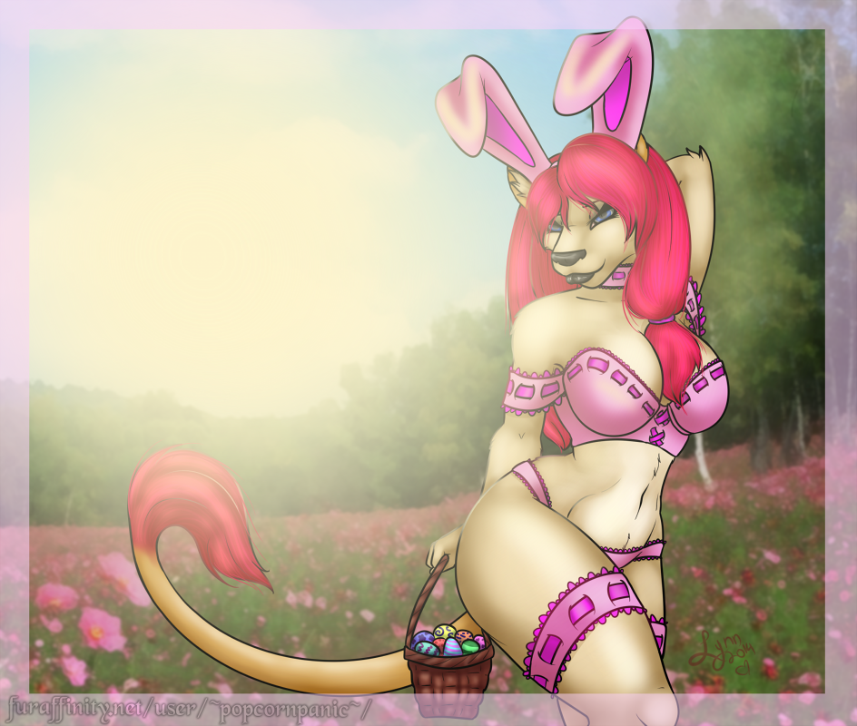 basket breasts easter egg feline female holidays invalid_color invalid_tag lace lagomorph lingerie lion mammal pinup popcornpanic pose rabbit ribbons solo voluptuous wide_hips