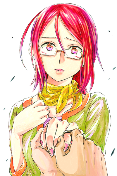 asechi_kyouko blush glasses jewelry long_hair looking_at_viewer nai_(erumaria) pov pretty_(series) pretty_rhythm pretty_rhythm_aurora_dream pretty_rhythm_dear_my_future proposal putting_on_jewelry red_hair ring solo_focus spoilers takigawa_jun