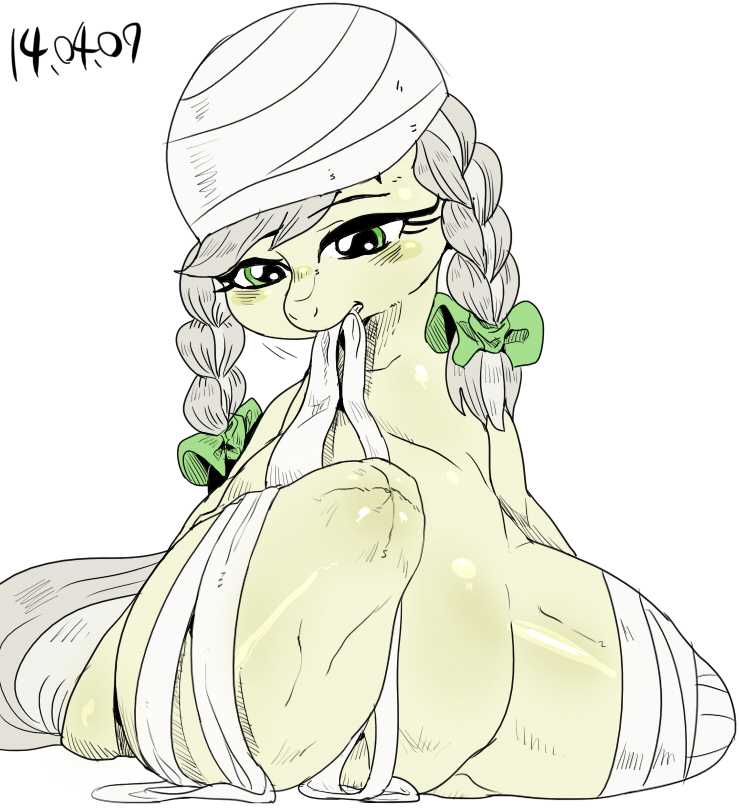 bandage equine female green_eyes grey_hair hair horse lucky_(mlp) mammal my_little_pony nekubi pony scar solo