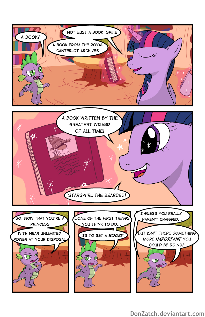 book comic donzatch dragon english_text equine eyes_closed female floating floor friendship_is_magic fur green_eyes hair horn horse invalid_tag magic mammal my_little_pony pony pouch princess purple_eyes purple_fur purple_hair royalty spike_(mlp) starswirl_the_bearded_(mlp) table text twilight_sparkle_(mlp) winged_unicorn wings