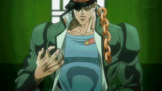 2boys animated animated_gif bars black_hair cell chains clenched_hands clenched_teeth duo elbow_pads gakuran glint gloves hat hat_over_one_eye jail jojo_no_kimyou_na_bouken kuujou_joutarou long_coat long_hair lowres manly mohammed_avdol multiple_boys muscle pauldrons peaked_cap prison scarf school_uniform serious short_hair shouting stand_(jojo) star_platinum stardust_crusaders teeth tiara