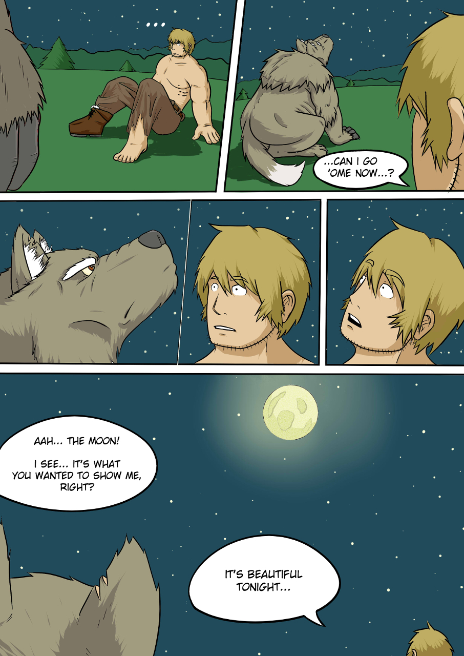 2013 anthro canine comic dialog english_text human male mammal moon night raus stars text were werewolf