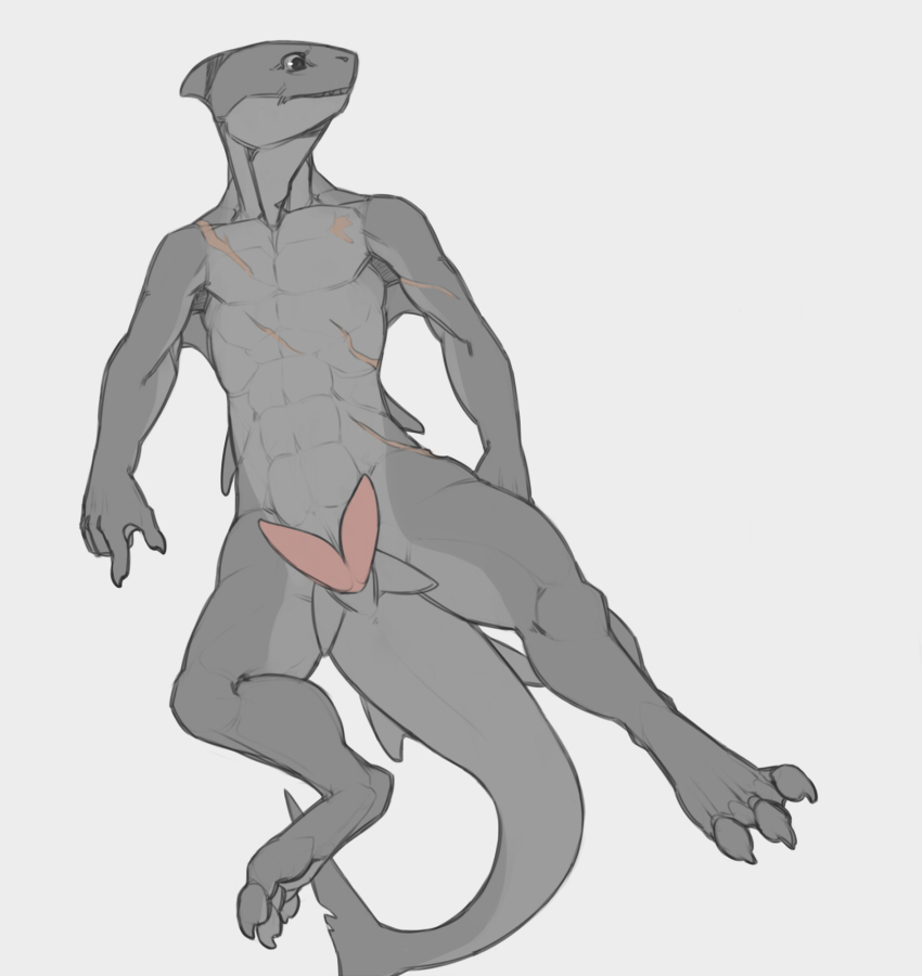 abs amit anthro bald big_feet claws digitigrade erection fin fish grey_skin hemipenes male marine multi_cock muscles nude paws pecs penis pink_penis plain_background pose scar shark sharp_teeth solo spread_legs spreading tapering_penis teeth two_tone_skin white_background