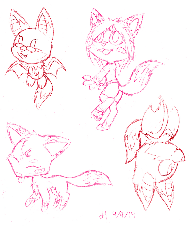anthro band-aid band_aid bat canine chibi clothing digitigrade eyewear fangs feral fox fur glasses happy hindpaw mammal paws plain_background rodent sketch upside_down vibrantechoes white_background young